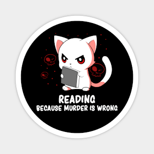 Dark Humor Hilarious Cute Cat Reading Book Sarcasm Magnet